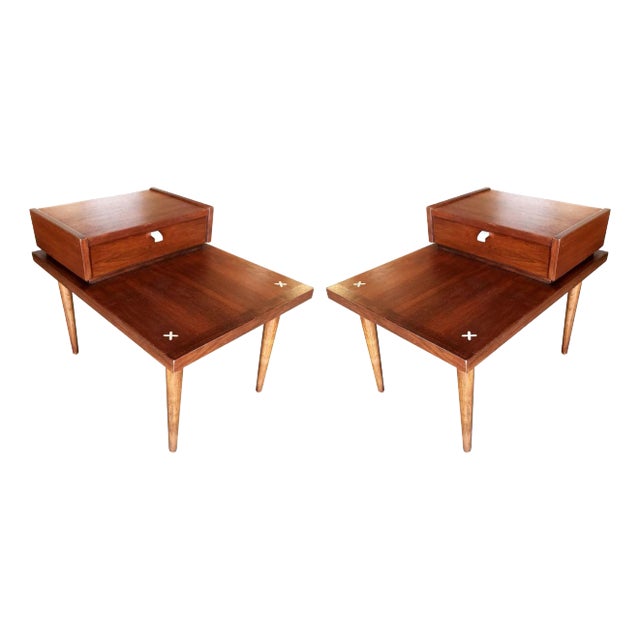 1940s American of Martinsville "Accord Line" Two-Tier End Table Pair by Merton Gershun For Sale