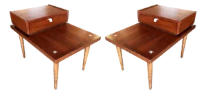 1940s American of Martinsville "Accord Line" Two-Tier End Table Pair by Merton Gershun
