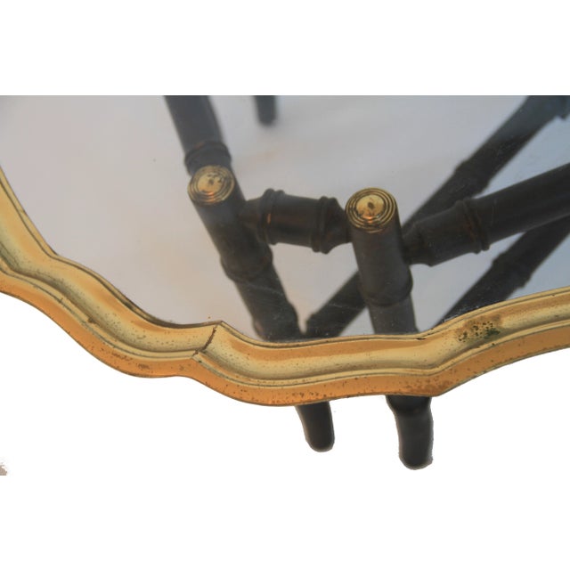 Hollywood Regency Faux Bamboo Coffee Table With Brass & Glass Top For Sale - Image 12 of 13