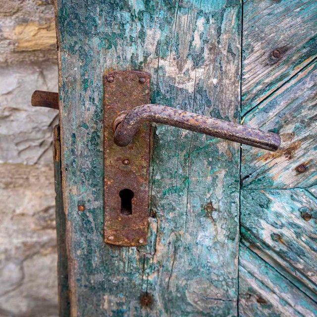 Green Door with Chevron Design For Sale - Image 12 of 15