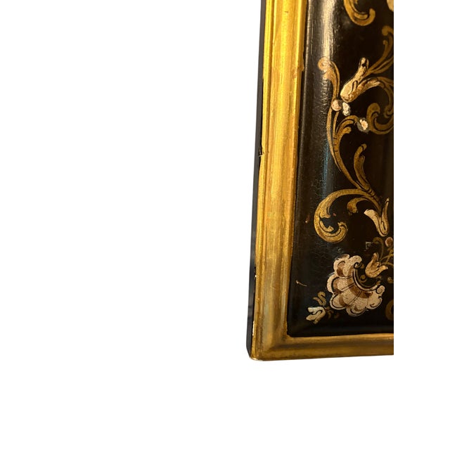 Vintage Black Chinoiserie Giltwood and Ebonized Mirror For Sale - Image 9 of 13