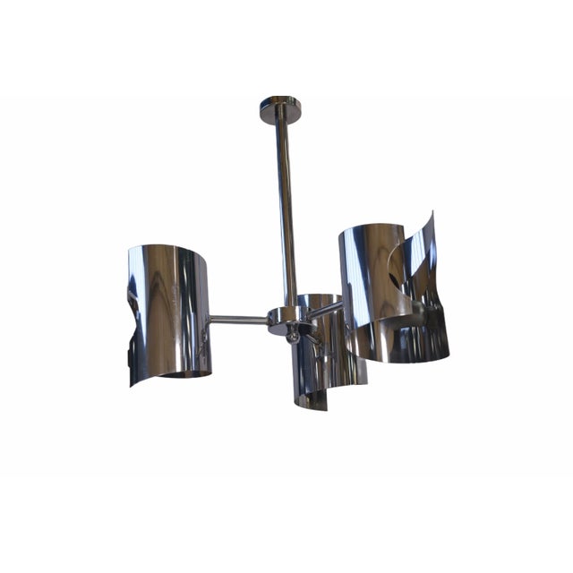 Gray Vintage Chrome Steel Pendant Light, 1970s For Sale - Image 8 of 12