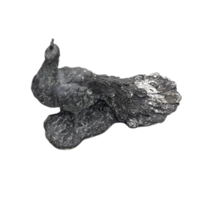 Vintage Cast Iron Peacock Statue - Weathered Architectural Garden Sculpture For Sale In West Palm - Image 6 of 12