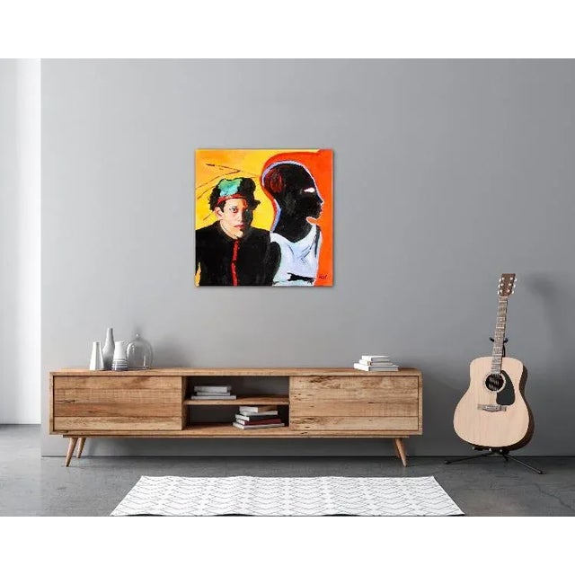 Modern Narratives — Original Portrait Original oil painting by L Haas, 24 x 24 unframed canvas, signed. Bold color and...