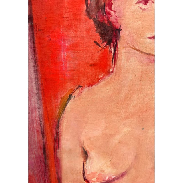 Wood Late 20th Century Vintage Fauvist Portrait Painting of a Nude Woman, Framed For Sale - Image 7 of 13