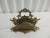 Vintage Brass Cherubs Filigree Letter Holder. With pierced handle. Size; 7.75"W x 5.5"H x 2.75"D.