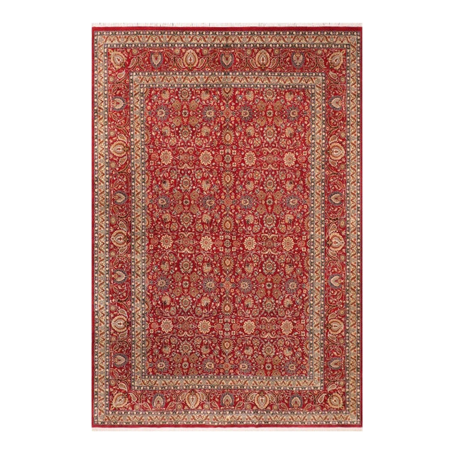 1990's Floral Pak-Persian Red/Green Wool Rug - 10'0'' X 14'3'' For Sale