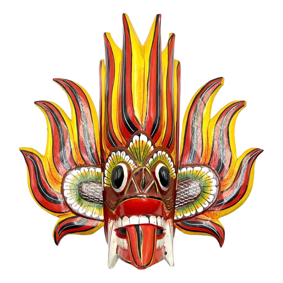 Carved Mayura Raksha Mask | Chairish