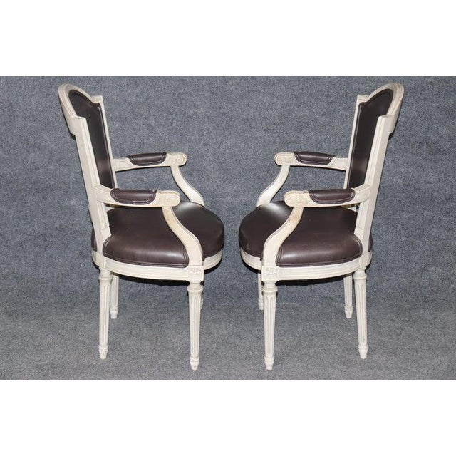 Wood Rare Large Set of 10 Distressed Maison Jansen Style Painted Dining Chairs For Sale - Image 7 of 11