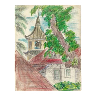 1940s Grace Spongberg Honolulu Hawaii Drawing For Sale