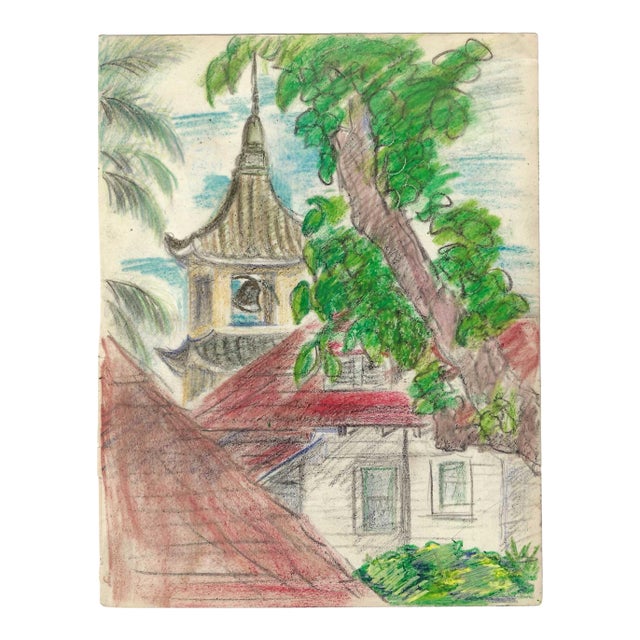 1940s Grace Spongberg Honolulu Hawaii Drawing For Sale