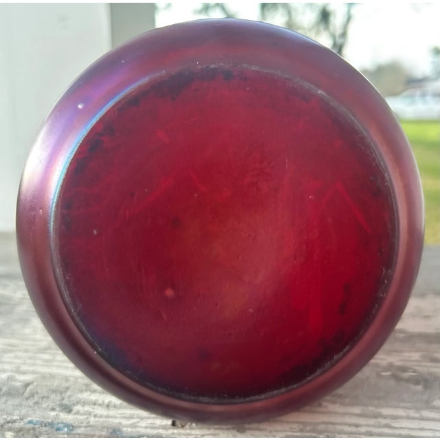 Circa 1900 Bohemian Josef Rindskopf Art Nouveau Iridescent Ruby Red Glass Striated Twist Vase For Sale - Image 11 of 11