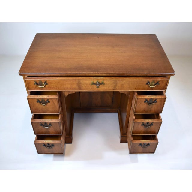 Chestnut Georgian Style Mahogany Kneehole Desk by Charak Furniture Co, 1930's For Sale - Image 8 of 13