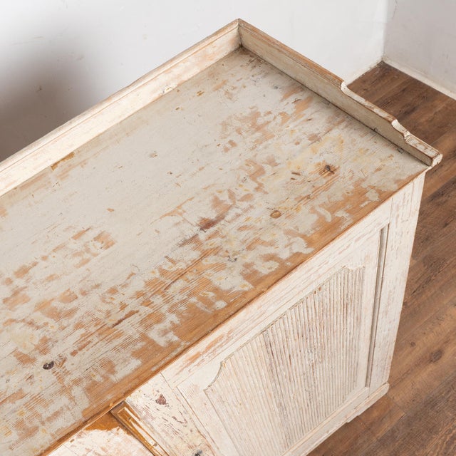 Wood 19th Century White Painted Swedish Gustavian Pine Sideboard Console Buffet For Sale - Image 7 of 12