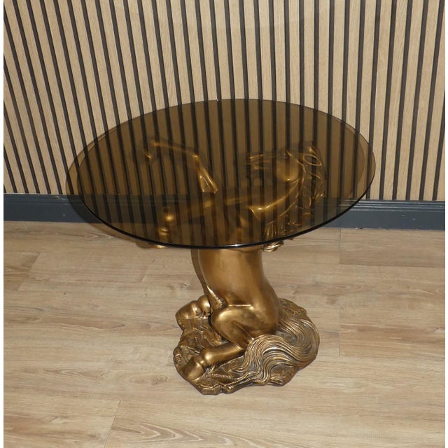 Small Gilt Horse Coffee Table with Smoked Glass Top, 1970s For Sale - Image 6 of 12