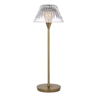 Waterford by Visual Comfort Signature Blaze 16" Rechargeable Table Lamp in Natural Brass with Clear Crystal For Sale