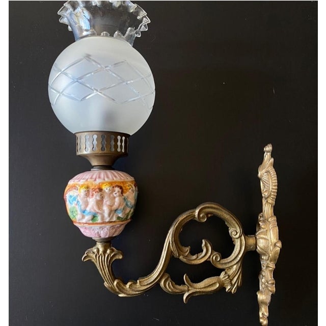 Metal Vintage Italian Ceramic Sconces, 1960s, Set of 2 For Sale - Image 7 of 9