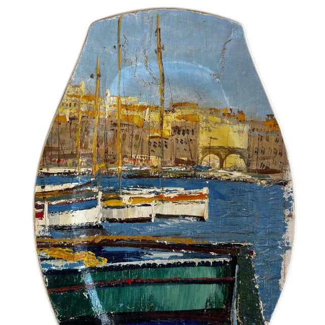 "Le Port De Marseille" Original Custom Painted Plate Installation - Set of 4 For Sale - Image 13 of 16