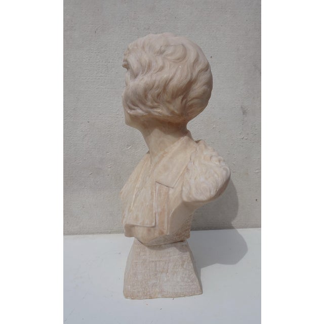 Italian Artist, Large Art Deco Carved Bust of Woman, 1920s-1940s, Alabaster For Sale - Image 12 of 18