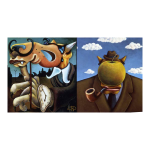 Markus Pierson "Art History Coyote Portraits of Magritte and Dali" 2 on Canvas