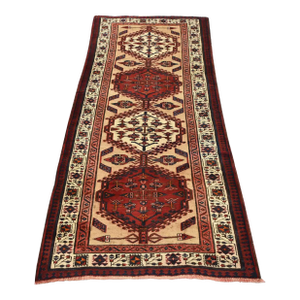 Sarab Runner 3'8'' X 7'9'' Beige Wool Vintage Tribal Hand-Knotted Oriental Rug