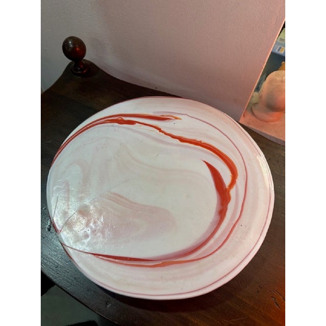 Red Murano Glass Plate and Bowl by Sergio Asti for Venini, 1970s For Sale - Image 8 of 10