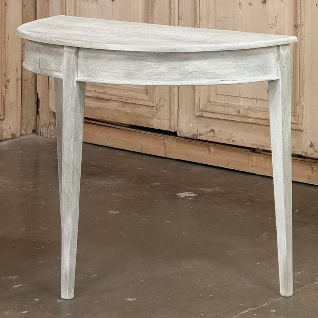 Pair of 19th Century French Directoire Whitewashed Oak Demi Lune Consoles For Sale - Image 13 of 18