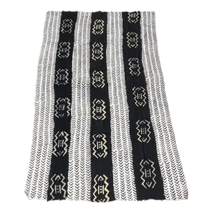 African Black and White Mud Cloth Textile Mali 60" by 35"
