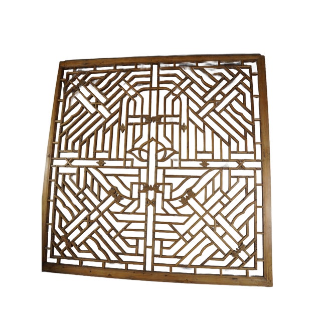 Asian Antique Transom Window in a Geometric Design For Sale - Image 3 of 11