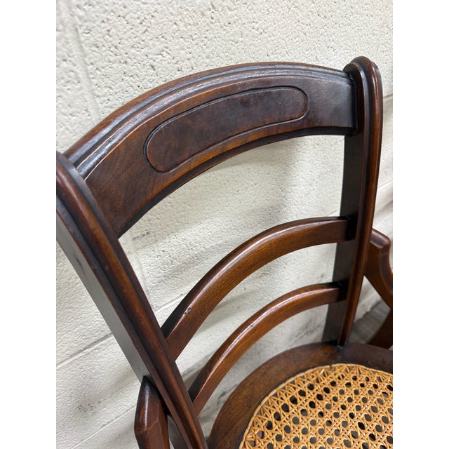 Victorian Antique Victorian Curved Ladder Back Hand Caned Armchairs - Pair For Sale - Image 3 of 11