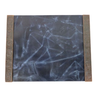 Tiffany Studios New York Zodiac Bronze Blotter Ends With Leather Desk Blotter For Sale