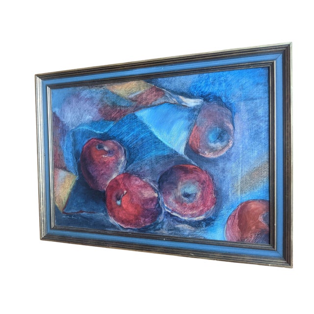 Vintage Original Still Life Apples Oil Painting on Canvas Board Signed by the Artist, and Dated December 1981 on the...