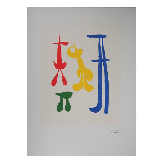Joan Miró, Surrealist Family, Signed Lithograph For Sale