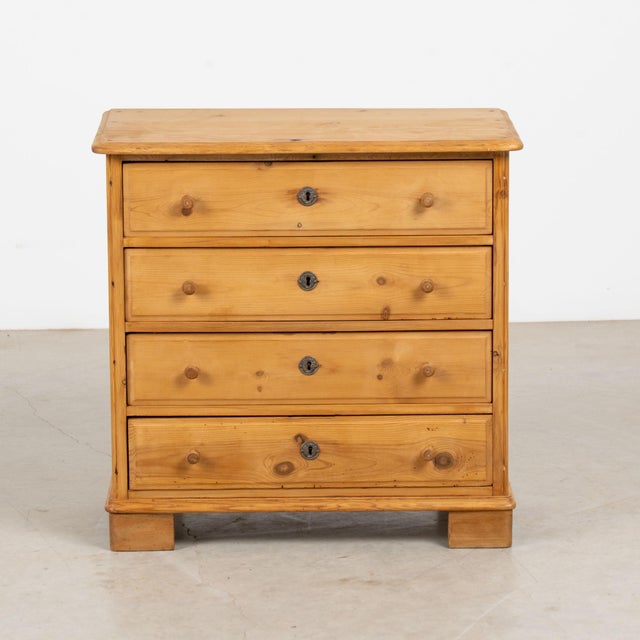 Farmhouse Early 20th Century Danish Pine Small Chest of Four Drawers Nightstand For Sale - Image 3 of 14