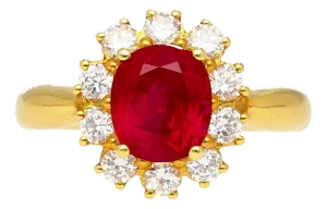 GRS Certified 2.99 Oval Cut Burma Ruby & Diamond Halo Ring