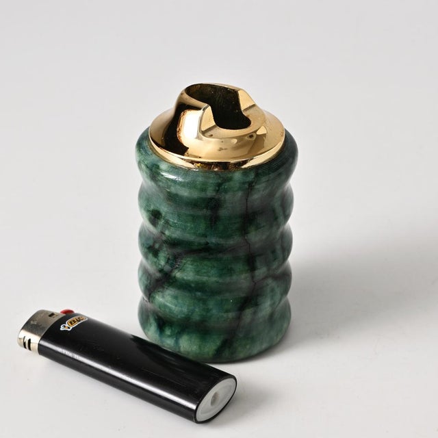 Italian Green Alabaster Table Lighter Holder, 1970s For Sale - Image 6 of 7