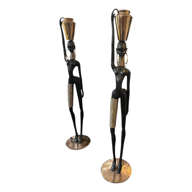 Large Brass Figures, 1950s, Set of 2 For Sale