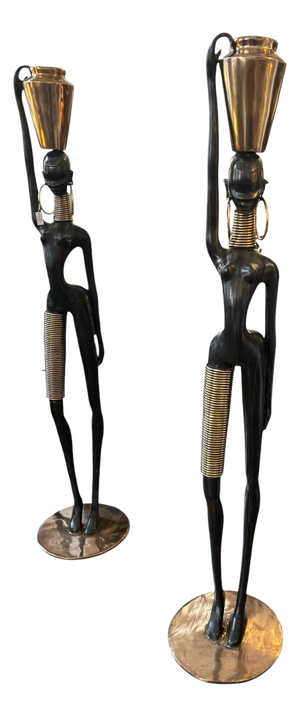 Large Brass Figures, 1950s, Set of 2