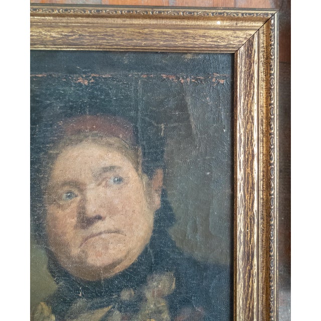 Textile 19th Century Pair of Portraits of Husband and Wife "Marital Bliss" For Sale - Image 7 of 18