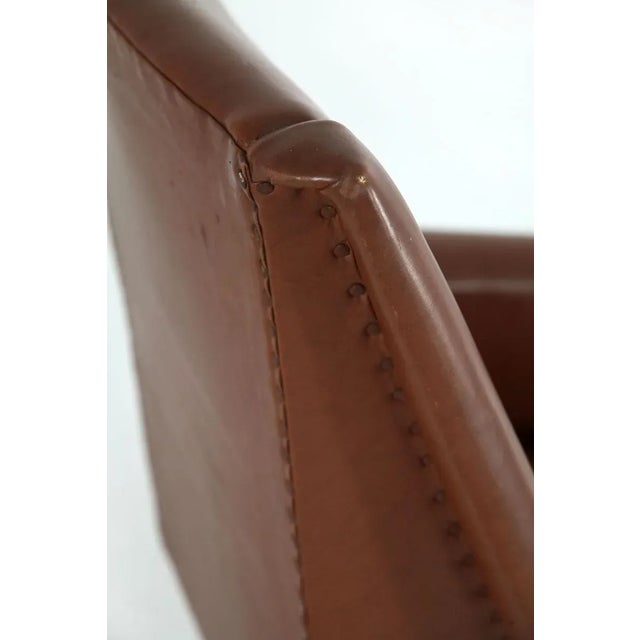 Italian Faux Leather Armchair with Brass Legs, 1950s For Sale - Image 15 of 17