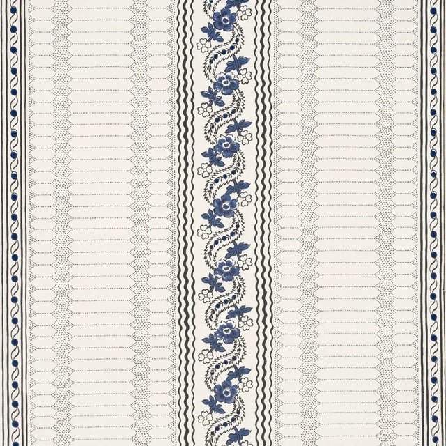 SAMPLE - Schumacher X Rita Konig Serena Stripe Wallpaper In Blue For Sale