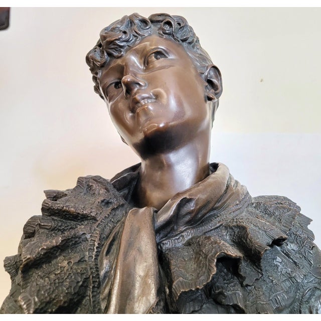 Antique French Lifesize Bronze Bust of a Young Woman by Wagner For Sale - Image 12 of 18