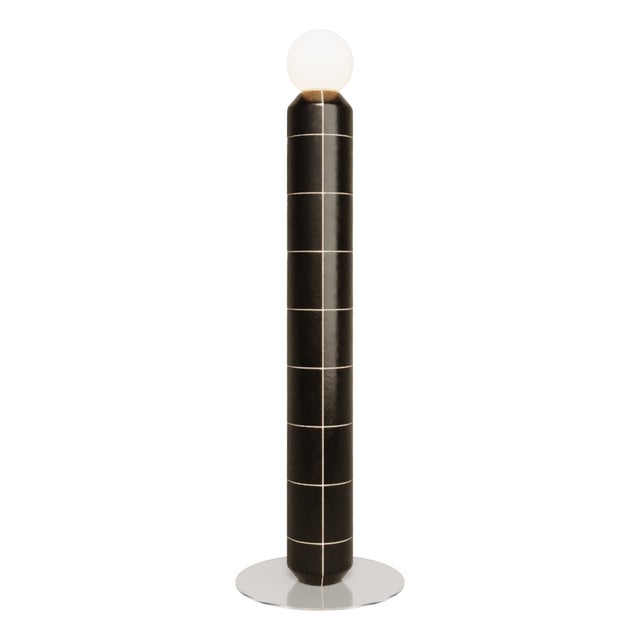 Handcrafted Ceramic and Glass Floor Lamp in Black Matt by Svitanok For Sale