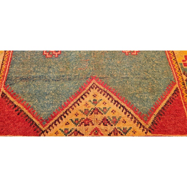 Vintage Moroccan Rug, Hand-Knotted Wool, Geometric Pattern, Green & Yellow, 4’ X 6’ For Sale - Image 18 of 18