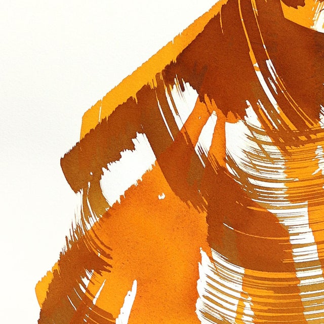 Abstract The Caramel Dress 4 - Abstract Flowy Minimalist Figurative Ink Art on Paper by Bettina Mauel For Sale - Image 3 of 6