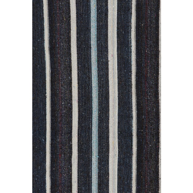 Vintage Geometric Beige Brown and Blue Wool Kilim Rug For Sale In New York - Image 6 of 7