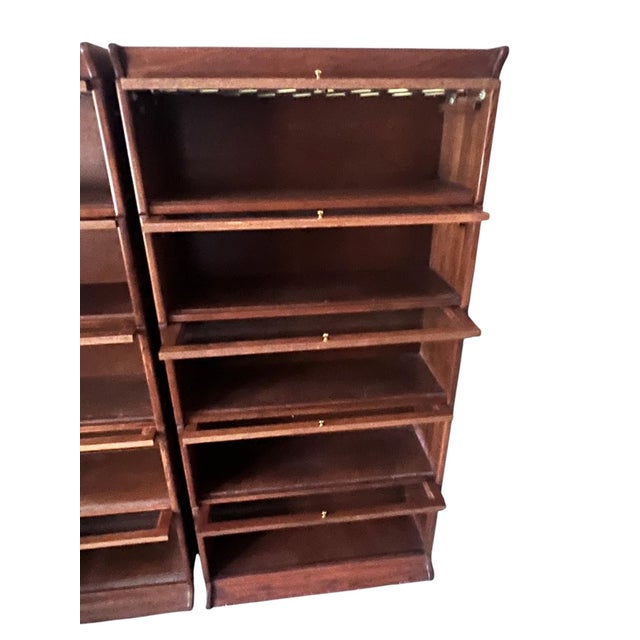 Leaded Glass Oak Barrister Bookcase For Sale - Image 14 of 17
