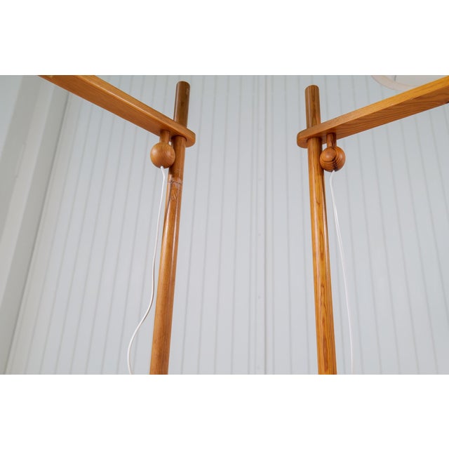 Scandinavian Modern Sculptural Floor Lamps in Pine by Yngve Ekström, 1970s, Set of 2 For Sale - Image 14 of 15