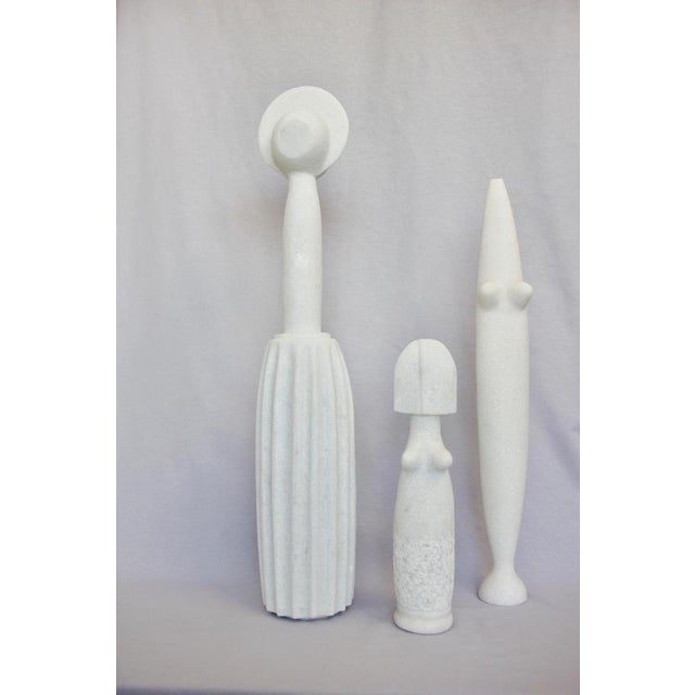 Ensemble of sculptures - naxian marble shelf sculptures - Tom von Kaenel. Dimensions: Hera: 75 x 7 x 7 cm Aphrodite: 62.5...