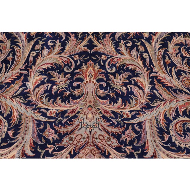 Art Nouveau Organic Savonnerie Pak-Persian Blue/Blue Wool Rug - 8'11'' X 12'5'' For Sale In New York - Image 6 of 9
